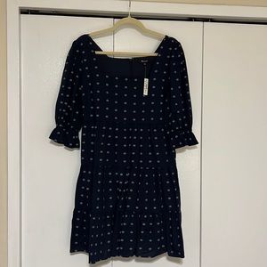 Madewell Navy Dress with White Embroidery
